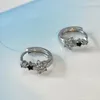 Stud Earrings Rhinestone Black Pentagram Star For Women Cool Charm Aesthetics Buckle Mini Hoop Korean Fashion Jewelry