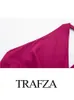Zweiteilige Damenhose TRAFZA Frauen Casual Streetwear Solide Vintage V-Ausschnitt ärmellose Tops seitlicher Reißverschluss hohe Taille schlanke Hose weiblich schicker Hosenanzug 230621