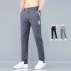 Pantaloni da uomo 2023 pantaloni estivi da uomo larghi dritti sottili casual coreani con coulisse in seta traspirante con tasca con zip maschile