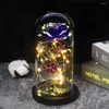 Fleurs décoratives Rose artificielle dans le dôme en verre de LED cadeau pour toujours à la décoration de mariage de jour de Valentines de petite amie