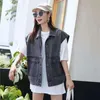 Bf Coreano Grande Tasca Monopetto Denim Gilet Per Le Donne Classico Senza Maniche Streetwear Denim Cappotti 2023 Casual Allentato Top