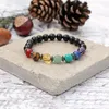 Charm-Armbänder, 7 Chakra-Perlen, Armband mit Bedeutungskarte für Männer und Frauen, Naturstein, Heilung, Angst, Schmuck, Mandala, Yoga, Meditation