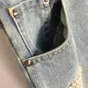 23ss Denim jeans designer damesjeans Damesbroek Parel geborduurd logo gewassen oude spijkerbroek Hoge kwaliteit dameskleding