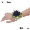 Dekorativa blommor bröllop rose handledsblommor corsage brudtärna silke armband party dans kvinnlig partner pärla