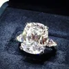 بيان Vecalon Ring 925 Sterling Silver Cushion Cut 8ct AAAAA CZ CZ خواتم الزفاف للنساء للحفلة الأصابع المجوهرات