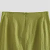 Rokken Dames Zomer Groene Front Open Midi Rok Hoge Taille Knoop Decoratieve Rits Half Vintage Elegant Design 2023