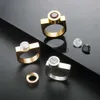 Bandringar popularitet DIY Changeble 3 Color Cubic Zirconia Ring for Women Men 316 Rostfritt stål Fashion Finger Rings Vattentäta smycken x0625