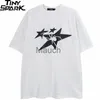 Herr t-shirts män hiphop streetwear tshirt stjärna spindel grafik tshirt 2023 sommar harajuku t shirt bomull lösa toppar tee rosa unisex överdimensionerad j230625