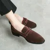 Роскошная модная замшевая обувь мужские лоферы итальянские пряжки заостренные пальцы для ноги для обуви ручной работы