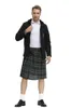 Scène Porter Halloween Hommes Ecosse Kilt Ceinture À Carreaux Traditionnelle Chaîne Bilatérale Plissée Costume Punk Hip-Hop Avant Écossais Tartan Pantalon Ski