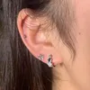 Stud Earrings Rhinestone Black Pentagram Star For Women Cool Charm Aesthetics Buckle Mini Hoop Korean Fashion Jewelry
