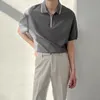 Herrpolos lätt kokt vind sommaren high-end kortärmad polo skjorta mäns koreansk stil lös lapel t-shirt mode trend elegant topp 230621