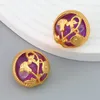 Boucles d'oreilles mode métal circulaire résine Lotus pour femmes exagéré rétro Banquet bijoux accessoires