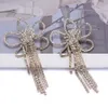 Leading Lady Fancy 2023 You are the Trend Dangle Drop Earrings Old Fashion Big Diamonds Plating Cold Wind Shining Flowers white gem rhinestone Stone Ladies