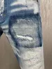 Mäns jeans Herrens avslappnade trendiga bokstav Motobiker Hål Spray Paint Fashion High Street Denim Fabric Pants 9878#