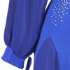 Scene Wear Big Swing Blue Ballroom Dance Competition Dress med Rhinestones Waltz Feather Social Rumba Costumes