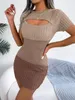 Robes décontractées femmes élégantes Robe d'été femme évider Sexy Robe fille Streetwear Slim Vestidos dame Wrap hanche pull