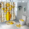 Douchegordijnen Golden Rose Gordijn Bloemen Badkamer Voor Valentijnsdag Badkuip Decor Waterdicht Bad Met Haken 230625