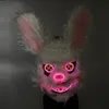 Party Masks s Led Bloody Rabbit Mask Rabbit Leather Mask For Halloween Masquerade Party Cosplay Prop Rave Carnival Decoration 230625