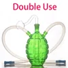 Qualité Green grenade style eau dab rig bong Épais capiteux Creative deux personnes utilisent 10mm Femme brûleur à mazout en verre bongs tuyau pour fumer avec deux tuyaux en silicone