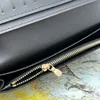 Słynny projektant skórzany portfel 3D metalowe karty listów luksusowy męski portfel z kieszenią na zamek kieszonkowy klips niebieski Krótki portfel torebki z torbą