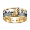 Anelli di fascia Pattern Wolf Gold Ring Design selvaggio Anello piatto Hip Hop Accessori per le dita per le dita per uomo donna Frega Banda X0625