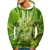 Mäns hoodies Men's 2023 Harajuku Pullover Tobacco 3D Hoodie Men/Women Printing Sweatshirts Green Leaves Funny Shirt