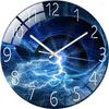 Wall Clocks Modern Design Fashion Decorative Glass Clock Landscape Light Luxury Colorful Art Painting Office Living Room Home Decor