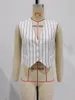 Colete branco risca de giz colete feminino elegante sem mangas jaqueta chique feminina roupas femininas 2023