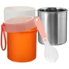 Plates Stainless Steel Soup Cup Thermal Breakfast Insulated Cups Insulation 13X9CM Orange Cereal Small Barrels Baby