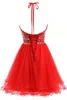 Halter Court Homecoming Robes Junior Party Robes De Mode Perles Tulle Anniversaire Graduation Cocktail Prom Party Robe