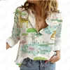 女性用長袖シャツを販売する女性のブラウス3Dフラワープリントルーズボタンカーディガンシンプルな気質セクシーなシフォン
