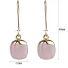 Stud Earrings Rose Quartz Stone Dangle Gold Color Ear Hook Pink Crystal For Women Jewelry