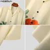 Chándales de los hombres Conjuntos de estilo de moda casual INCERUN Traje para hombre Camisa de manga corta Pantalones cortos Elegante Planta masculina Impreso Conjuntos de dos piezas S-5XL 230621