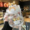 Cups Dishes Utensils Cartoon Kawaii Water Bottle Large Capacity Straw Cup Leak-proof Juice Milk Bubble Tea Drink Bottle Bear Cup for Girls Kids 230625