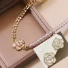 Luxury Fashion Women's Ladies 'Woman's Punk Camellia Rhinestone korta halsband Lärben Kedjor Kokerhalsband