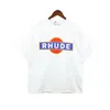 Designerkläder Hot Mens T Shirts SS Rhude High Quality T Shirt Mens Spring Autumn Letter Print Kort ärm USA Size M XXL Unisex T-shirt mode Kvinnokläder MM3V