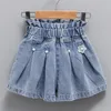 Shorts Summer Fashion Girls Soft Denim Pocket Short Jeans Pants Baby Casual Trousers Kids Children's Clothing For 2-12 230625