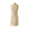 Casual Dresses JUNE LIPS 2023 Summer Office Wear Women Pink Beige Textured Bodycon Sleeveless Vest Dress Top Quality Wholesale