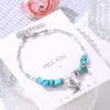 Boho Crystal Starfish Pärlor Anklet Turkoise Charm Ankel Armband Fotpärlor Anklets Summer Beach Jewelry WholSale Price Price