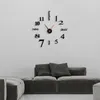 Horloges murales grande horloge 3D Creative miroir Surface Design moderne acrylique autocollants surdimensionné maison lettre décoration