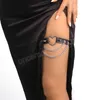 Sexy Heart Love Elastic Leather Belt Garter Girl Women Leg Accessories Black Gothic Rivet Punk Thigh Garter Body Jewelry