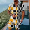 Herren-Trainingsanzüge, luxuriöses Poloshirt, 2-teiliges Outfit, Sommer-Herren-3D-Druck, Herrenmode, hawaiianischer Strandurlaub, Kurzarm-Trainingsanzug-Set 230621