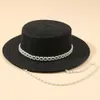 Wide Brim Hats 2022 Designer Chain Necklace Sun Hats With Pearl For Women Summer Foldable Beach Hats Ladies Fashion Party Hat WholesaleSun block HKD230625