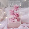 Fiori decorativi Love Of Crystal Eternal Rose Regalo di San Valentino Home Room Dec Mothers Present Wedding Props Fiore scatola in acrilico