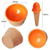 Ciotole 6Pcs Ciotola per gelato Set Cucchiaio per gelato di colore diverso Ciotola per stoviglie Set Ciotola per cartoni animati per bambini creativi 230625