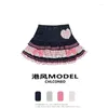 Skirts Lolita Style Mini Denim Women Gothic Lace Plaid Hearts Ruffles Jk Skirt Japanese Girls Sexy Y2k Punk Tiered Sweet