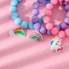 3 Teile/satz Candy Farbe Mädchen Armband Regenbogen Wolke Sterne Einhorn Matte Perlen Stretch-Armbänder Schmuck Zubehör Großhandel