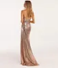 Abiti casual Champagne Shinning Paillettes Lace-up Senza maniche Donna senza spalline Sexy 2023 Bodycon Lungo Maxi allacciato Festa di compleanno Abito da ballo