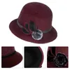 Beretti rotondo Fedora Bow cloche derb Hat browler Hat Autunno inverno color vintage Dome Donne eleganti bacino di lana jazz